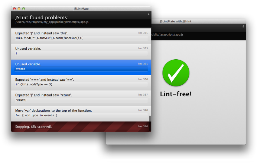 JSLintMate screenshots